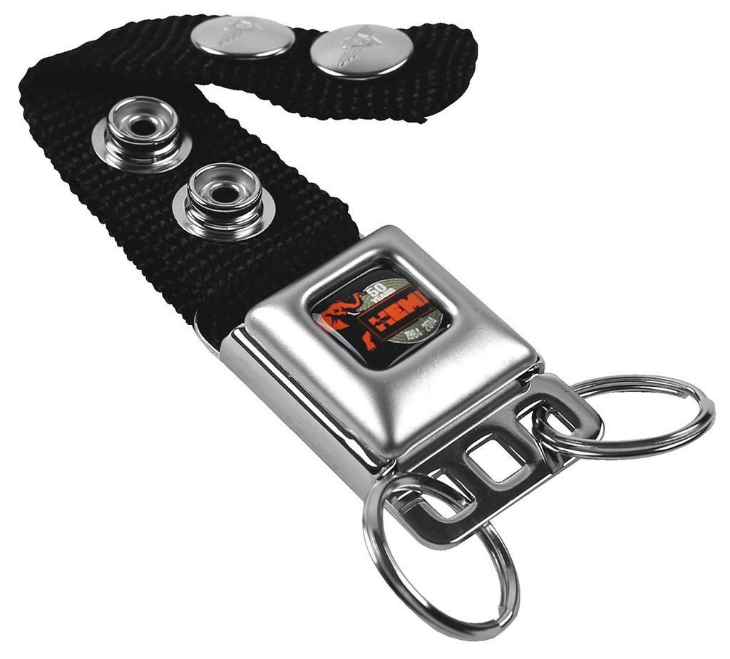 Black-Orange 426 Hemi 50th Anniversary Seat Belt Style Key Chain - Click Image to Close